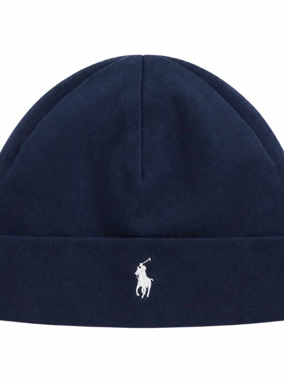 Ralph Lauren Navy Blue Polo Beanie Hat with White Pony Logo